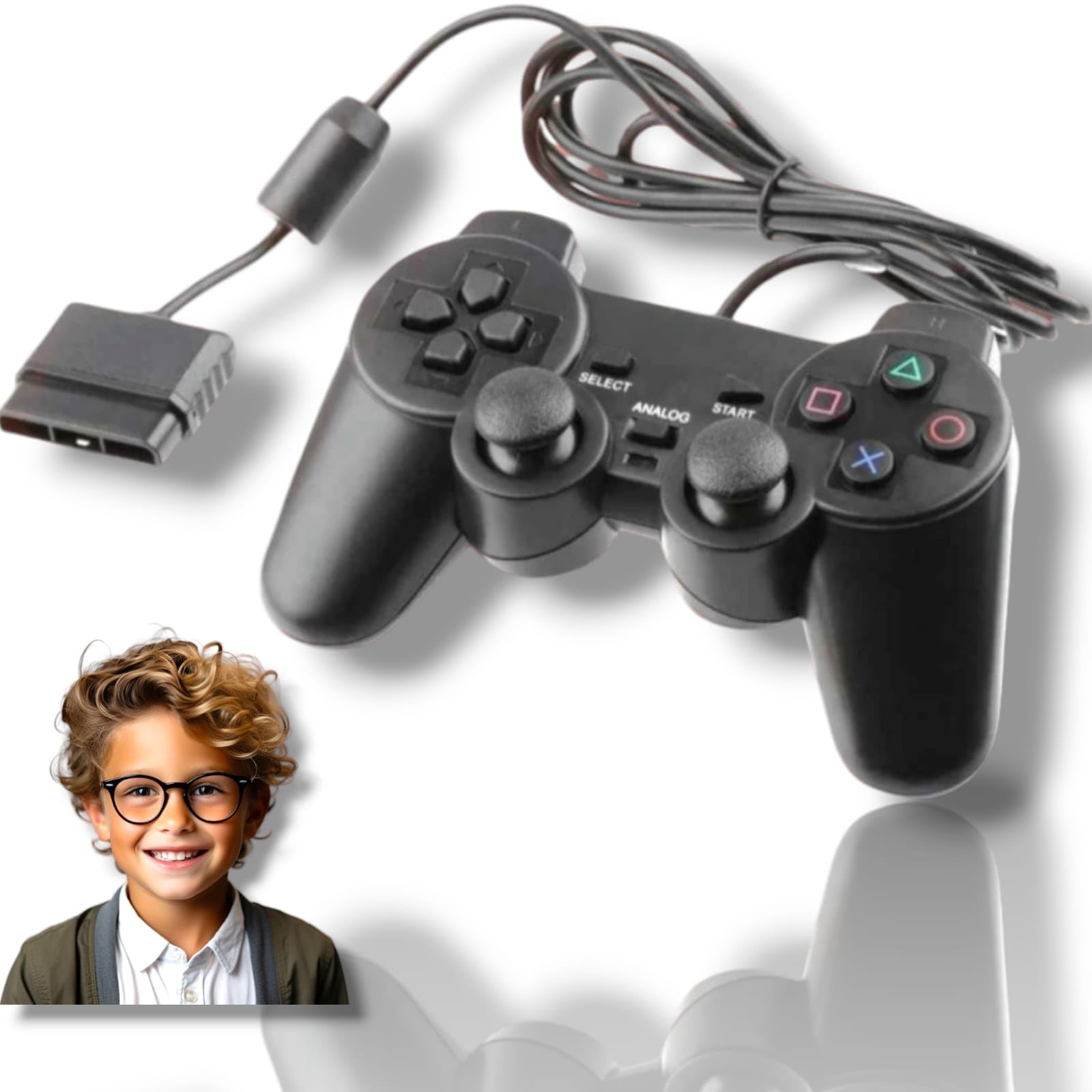 プレステ2 GAME GURU Wired Controller for PS2 – Double Shock Vibration